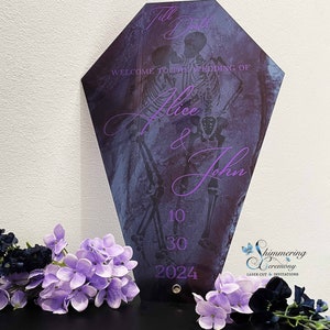 Coffin Shaped Acrylic Welcome Sign Gothic Wedding Skeltons decor Halloween
