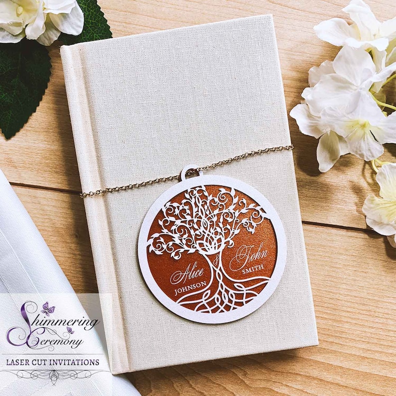 Tree of life favor tags laser cut personalized Celtic party decor custom printed wedding gift tags elvish