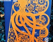 Steampunk octopus laser cut invitation wedding event invite themed party announcement