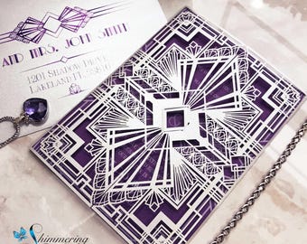 Art Deco Wedding Invitation: Laser Cut Gatefold, Roaring 20s