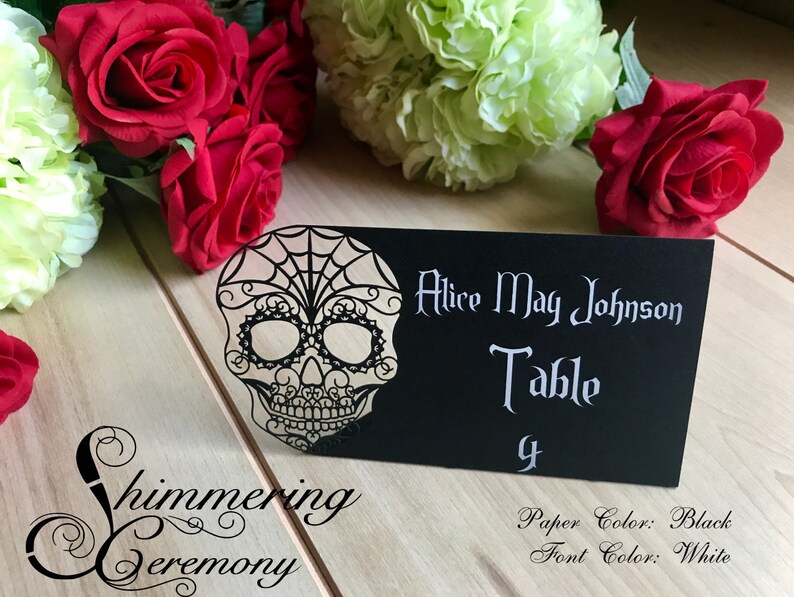Skull Wedding Place Cards Day Of The Dead Escort Cards Sugar Etsy