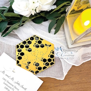 Invitación de abeja de miel cortada con láser invitación de panal destinada a la fiesta de bodas de abejas más dulce que la fiesta de miel Mamá a abeja Baby Shower