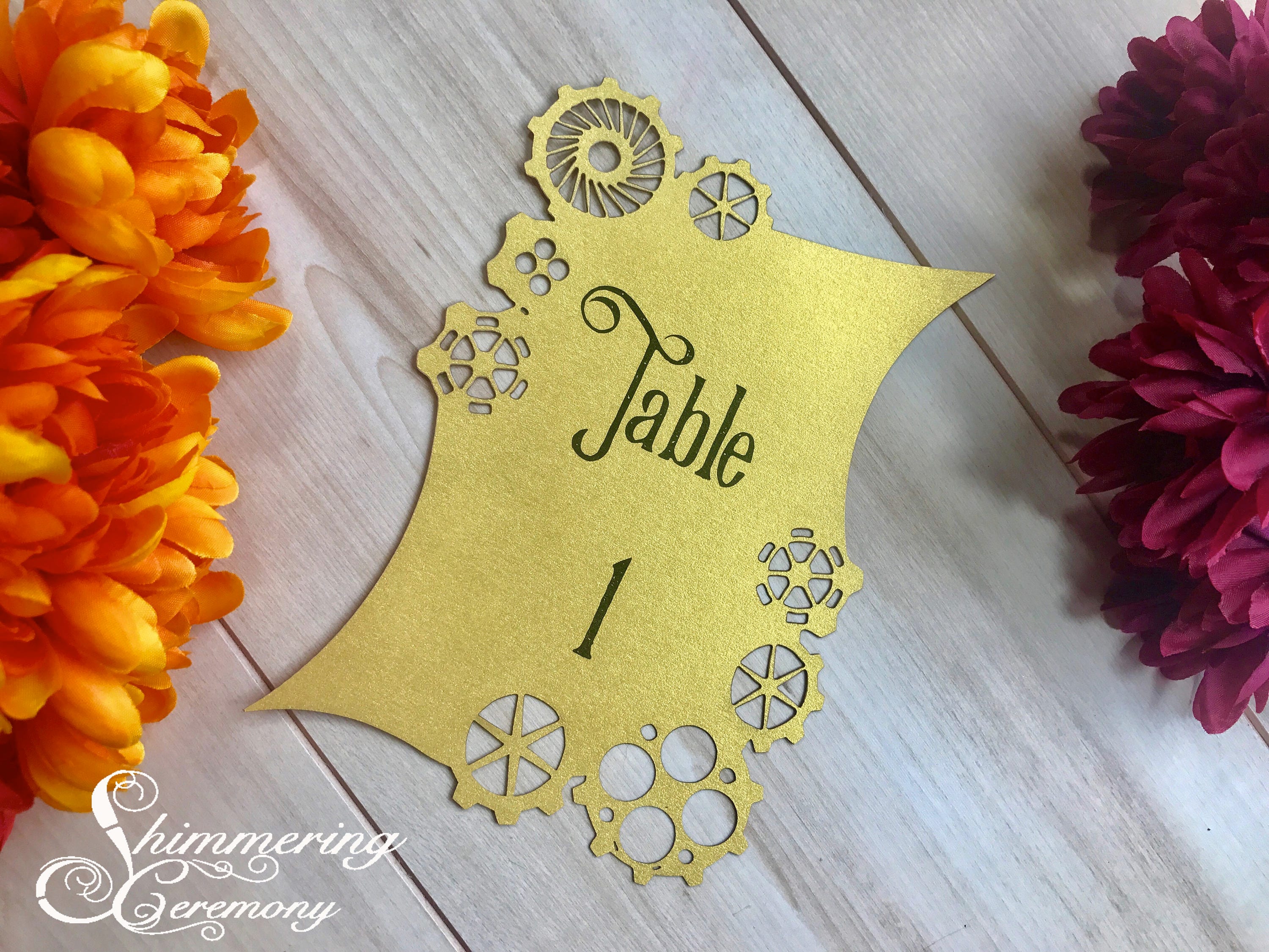 Steampunk Laser Cut Table Numbers With Gears for Fantasy Wedding ...