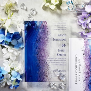 Geode Crystal Acrylic Wedding Invitation Modern Clear Invite