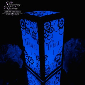 Steampunk Table Number Lantern Laser Cut Gears Centerpiece Victorian Wedding Luminary image 9