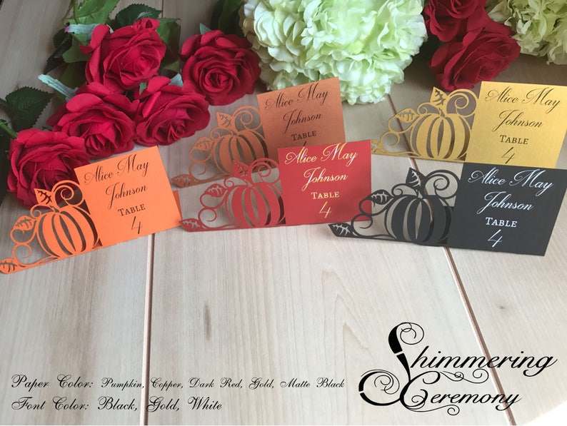 Pumpkin Laser Cut Wedding Place Cards Fall Escort Cards Table Decorations Party Name Cards