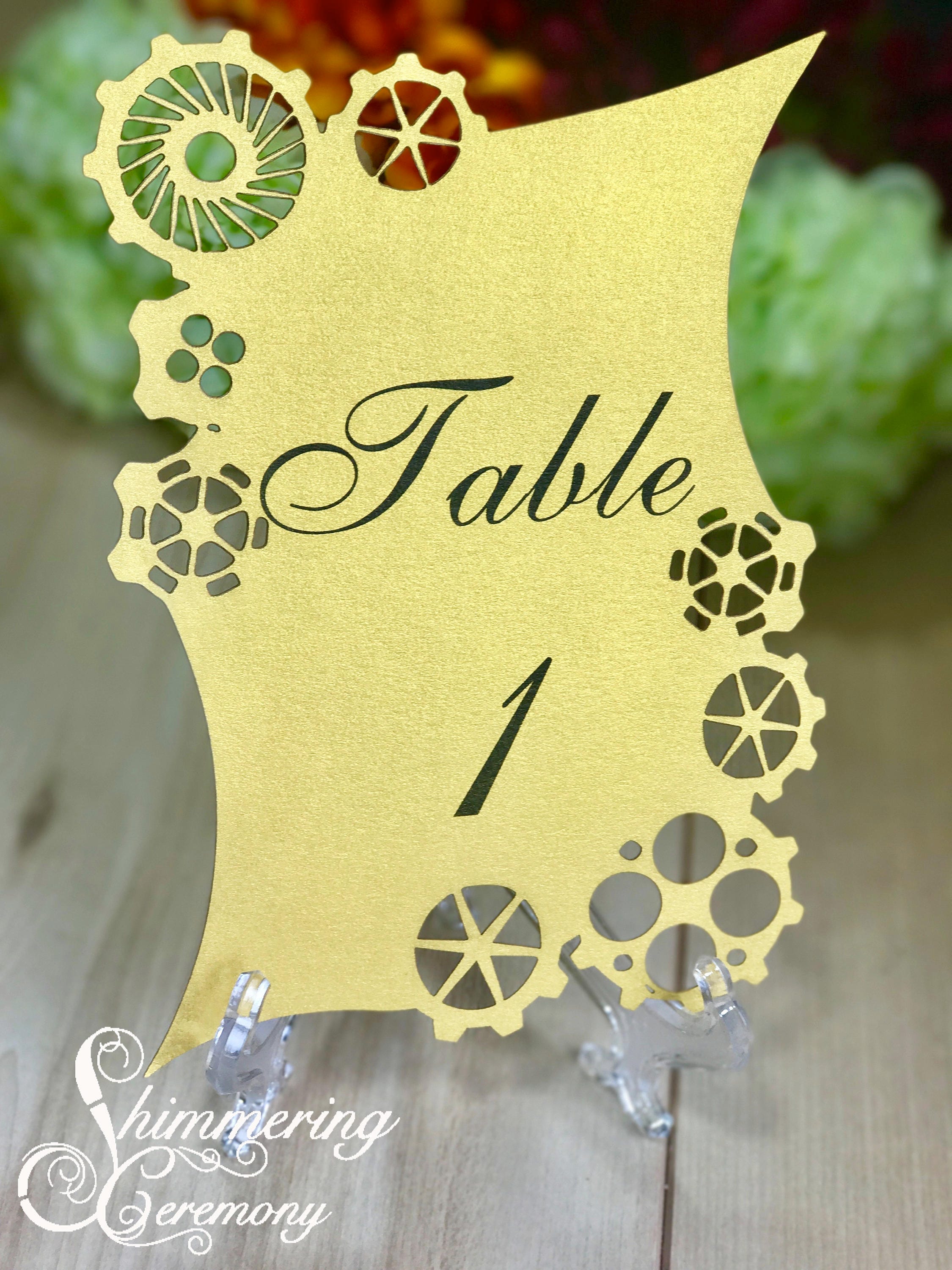 Steampunk Laser Cut Table Numbers With Gears for Fantasy Wedding ...
