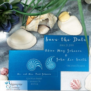Muschel Strand Save the date Karte Nautilus Muschel Hochzeit Ankündigung