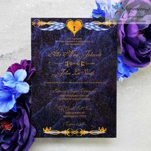Kingdom Heart Inspired Video game Acrylic Wedding Invitation fairytale princess invite Sweet Sixteen