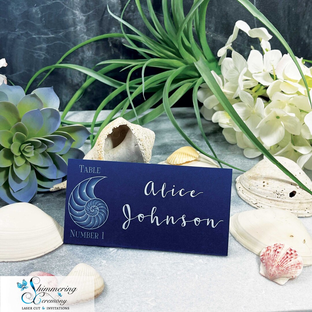 Nautilus Shell Place Cards: Beach Wedding, Ocean Party Decor - Etsy