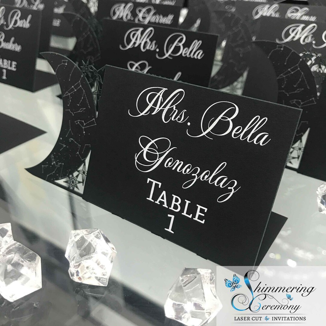 Moon Laser Cut Wedding Place Cards Space Escort Cards Galaxy Table