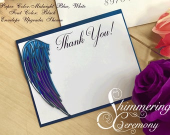 Angel wing laser cut thank you cards for special event or wedding customizable