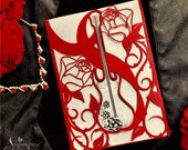 Rock N roll wedding laser cut gatefold invitation guitar and roses rockabilly party alternative bride