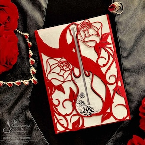 Rock N roll wedding laser cut gatefold invitation guitar and roses rockabilly party alternative bride