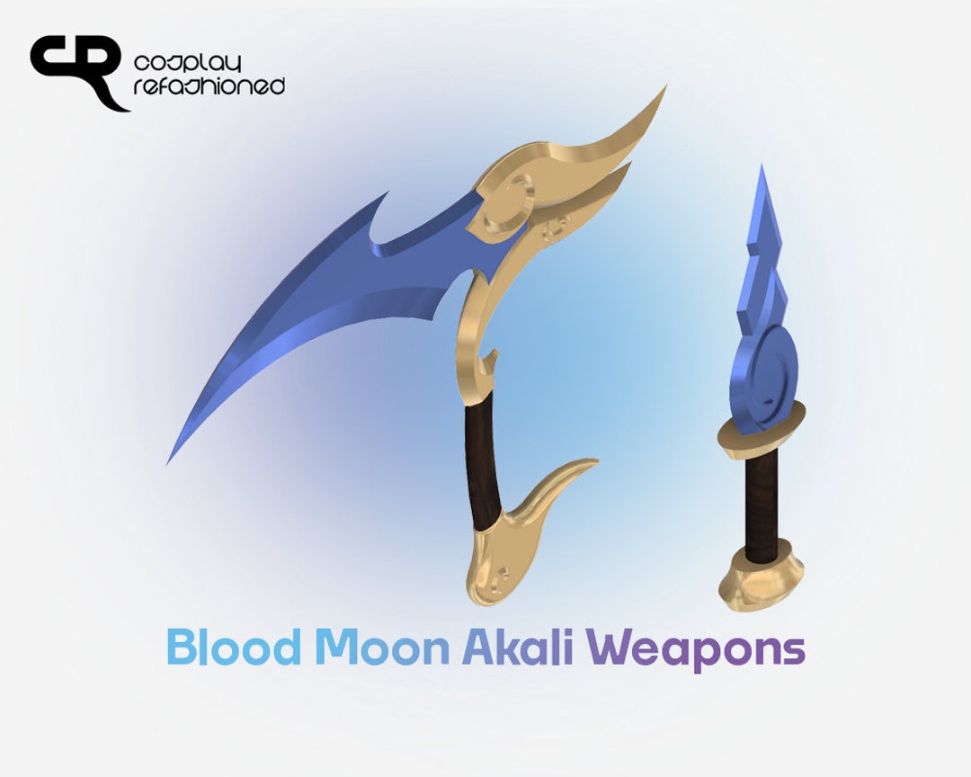 Bloodmoon Akali Kama and Dagger 3D Models
