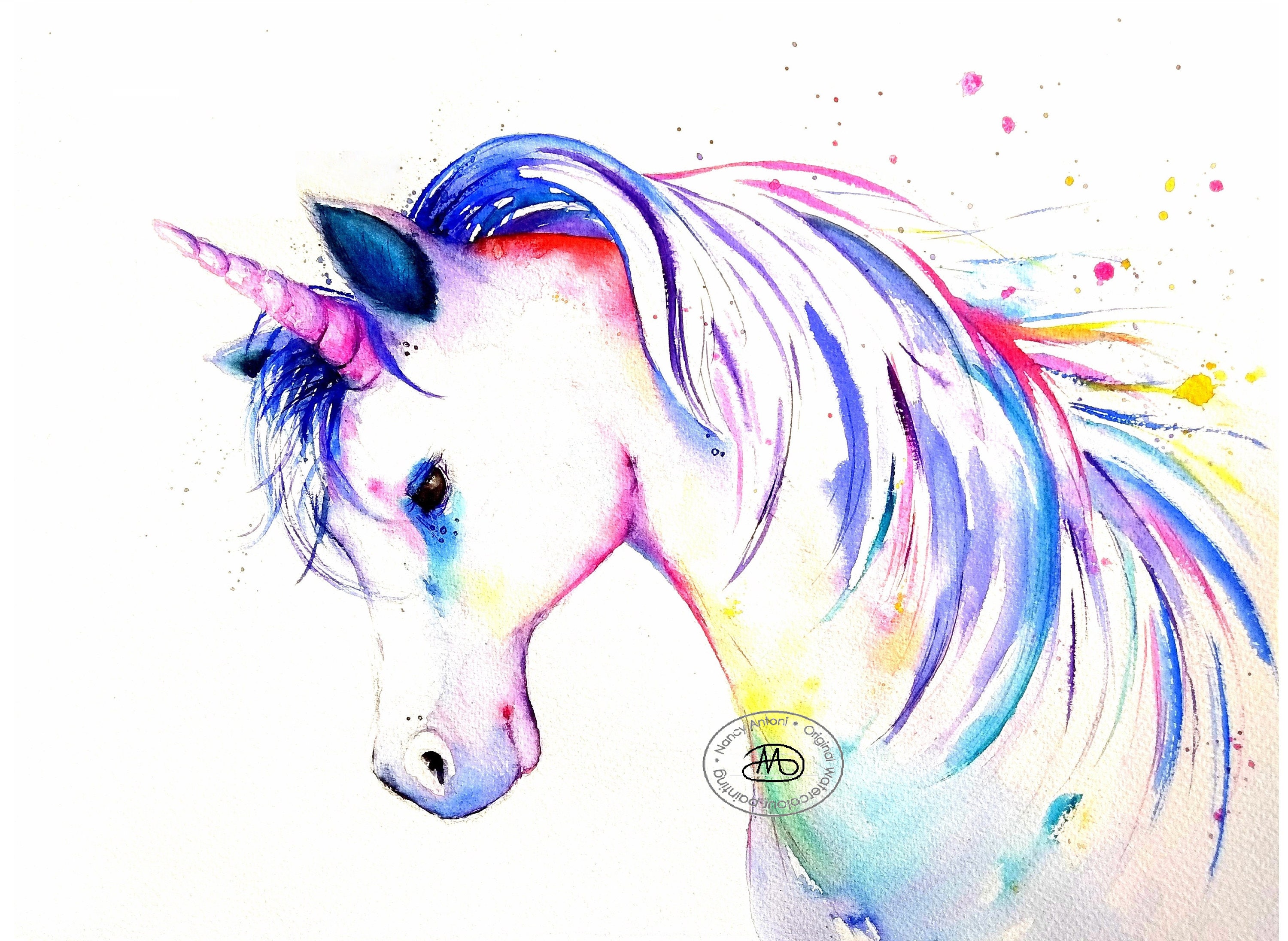 UNICORN PRINT Unicorn art Unicorn watercolour little girls Etsy