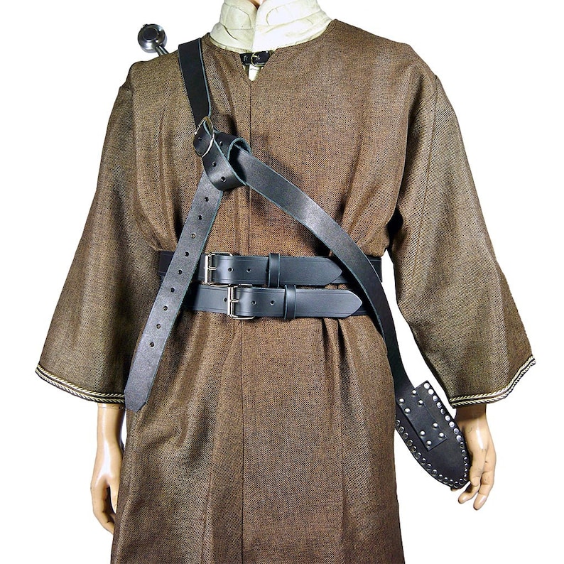 Twohand Medieval Broad Sword Leather Back Sling 2241 Etsy