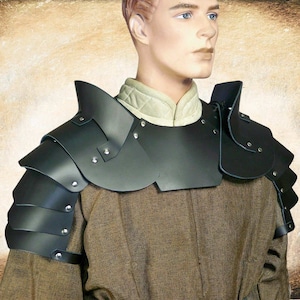 Medieval Leather Pauldrons with Gorget Armour Set, LARP, Medieval, Renaissance