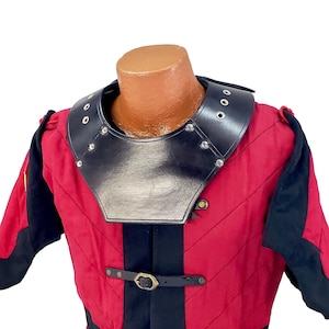 Medieval Leather Gorget – LARP, Ren Faire Neck & Chest Armor – Custom Thickness Options