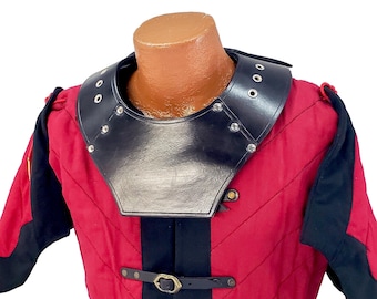 Medieval Leather Gorget – LARP, Ren Faire Neck & Chest Armor – Custom Thickness Options
