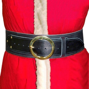 Santa Claus Leather Belt with Round Buckle