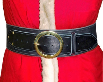 Santa Claus Leather Belt with Round Buckle