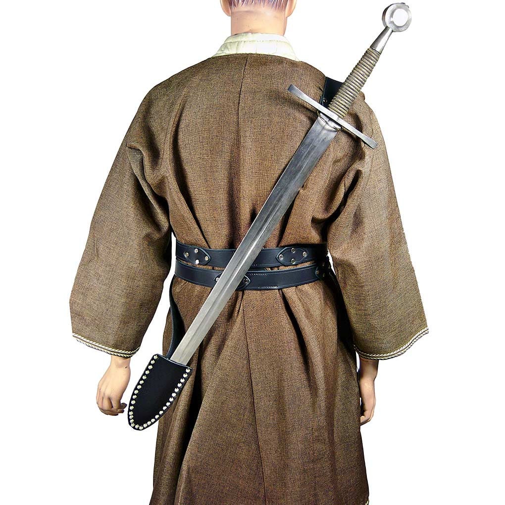 TwoHand Medieval Broad Sword Leather Back Sling 2241 Etsy