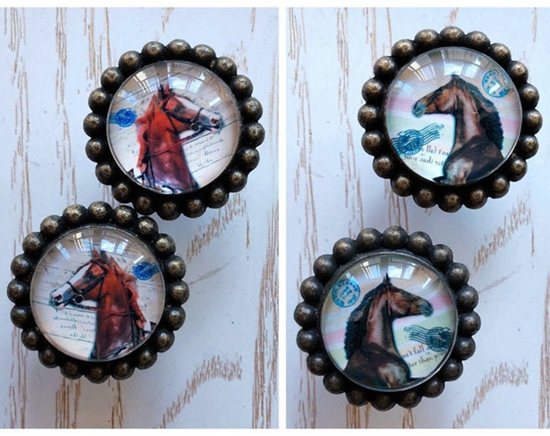 American Glass Horse Head Knob Door Knob European Drawer Knob Etsy