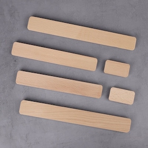Nordic Minimalist Unpainted Beech Cabinet Wood Wardrobe Door Pull Handle Rectangular Pull Handle