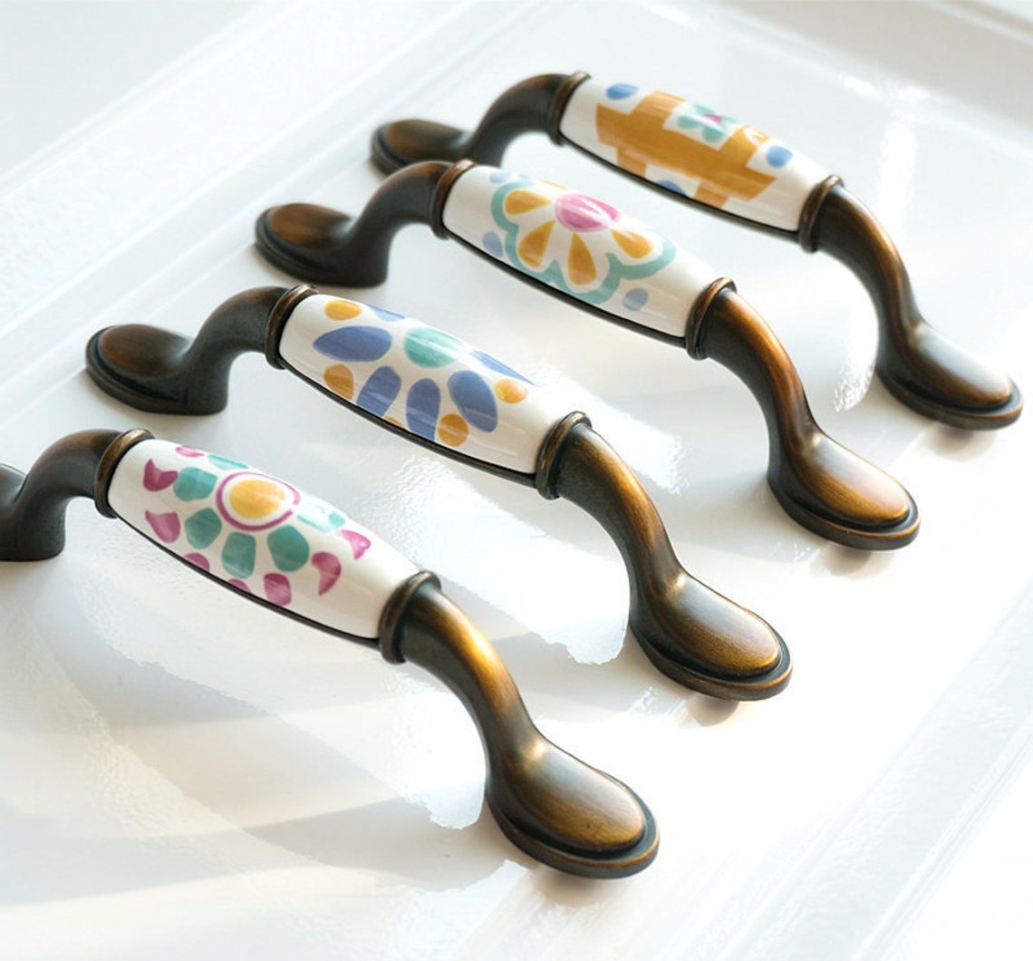 American Ceramic Pull Handle Mediterranean Style Etsy