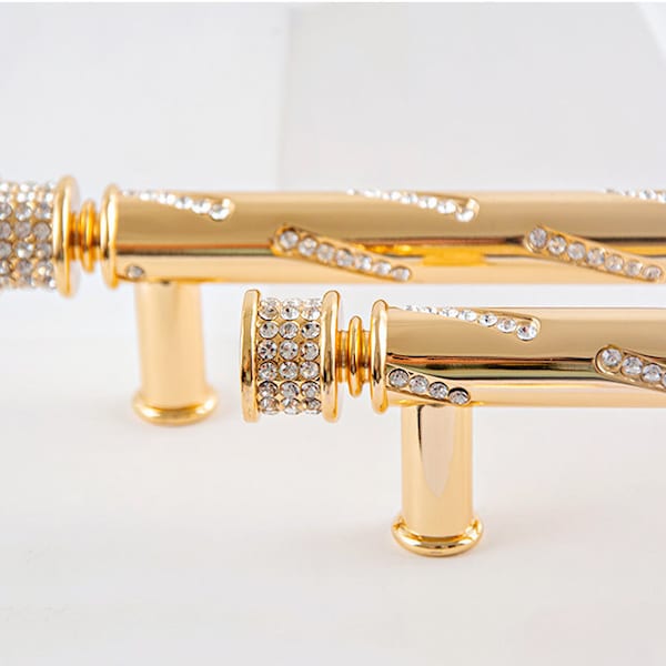 Modern Gold Crystal Drawer Door Pull Handle Wardrobe Door Pull Handle Cabinet Door Pull Handle Modern Door Decorative Handle