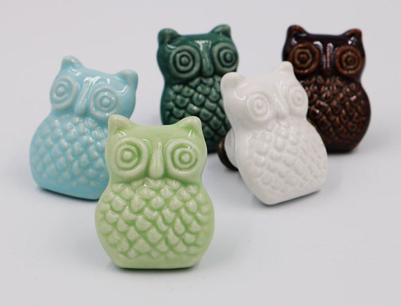 Green Decor Lbfeel Ceramic Owl Knobs Drawer Dresser Knobs For