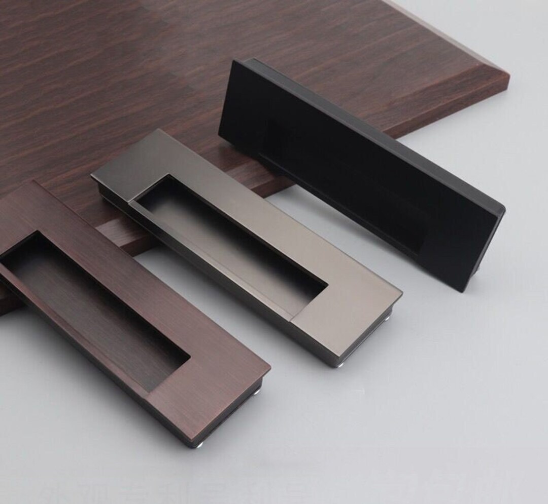 Wardrobe Embedded Invisible Pull Handle Black Door Slotted Pull