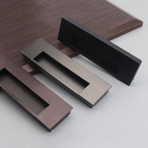 Wardrobe Embedded Invisible Pull Handle Black Cabinet Door Slotted Pull Handle Sliding Door Hidden Pull Handle