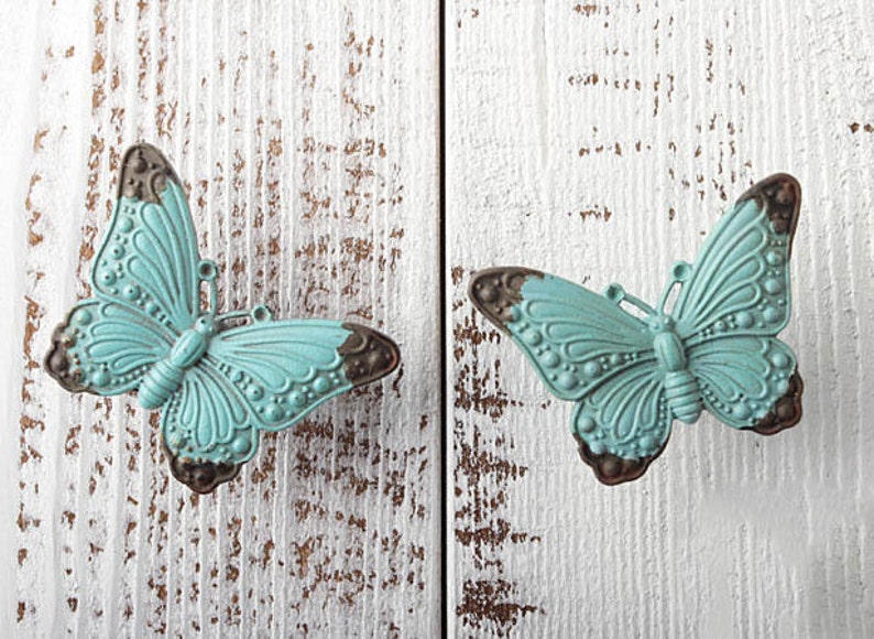 Retro European Butterfly Knobs Drawer Knobs Mediterranean Etsy