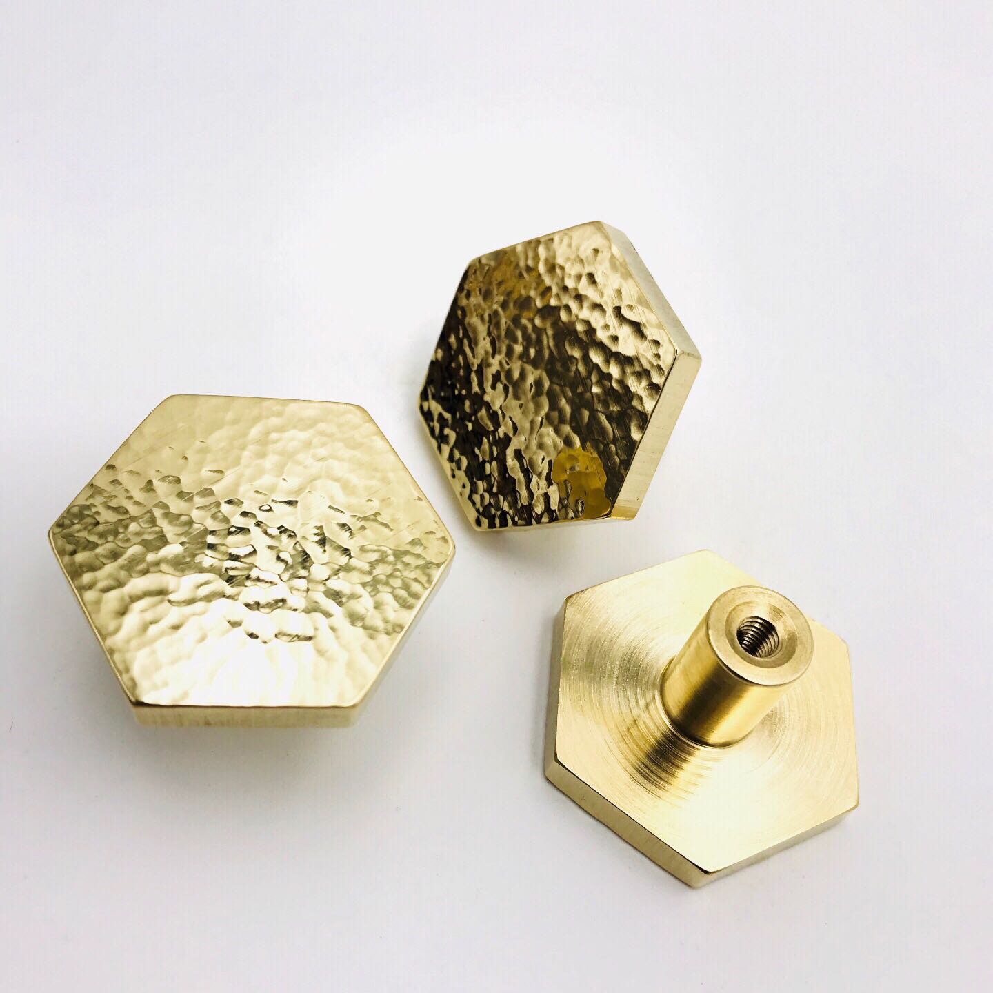 Brass Nordic Simple Hexagonal Drawer Knob Etsy