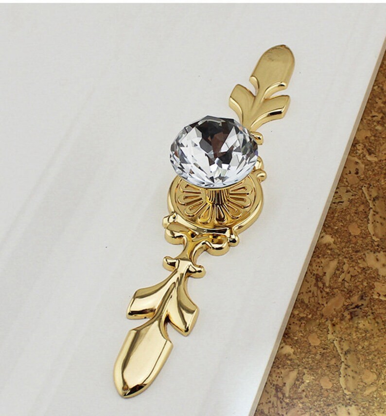 Gold Crystal Knob Glass Knob Drawer Knob Dresser Knob Etsy