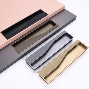 American Wardrobe Embedded Invisible Pull Handle Black Cabinet Door Slotted Pull Handle Push-pull Sliding Door Pull Handle