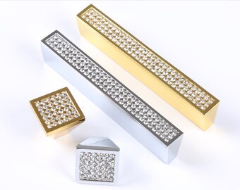 Gold Silver Crystal Drawer Door Pull Handle Wardrobe Door Pull Handle Cabinet Door Knob Pull Handle Modern Door Decorative Handles