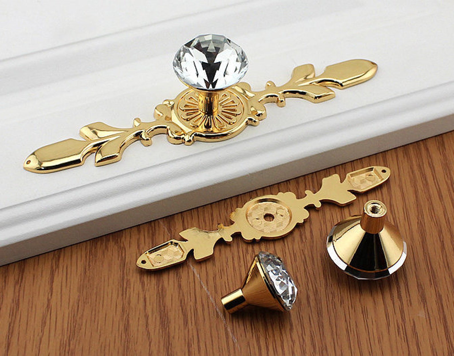 Gold Crystal Knob Glass Knob Drawer Knob Dresser Knob Etsy
