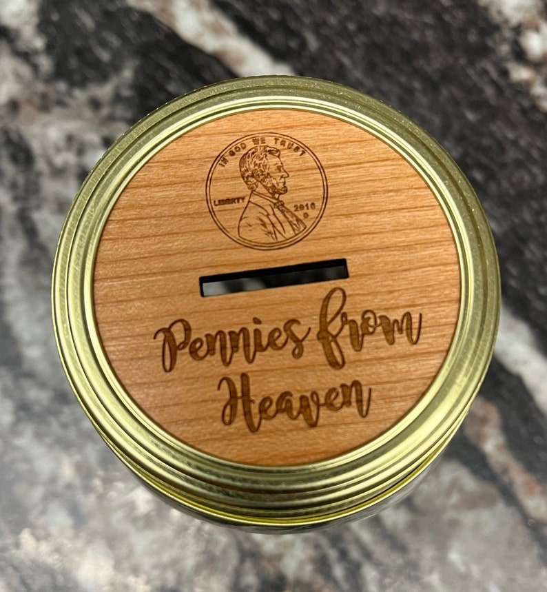 Mason Jar Personalized Pennies From Heaven Bank Memorial - Etsy