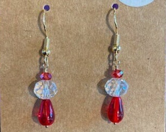 Elegant Red Teardrop Crystal Earrings - Swarovski and Czech Crystals in Classic Drop Design