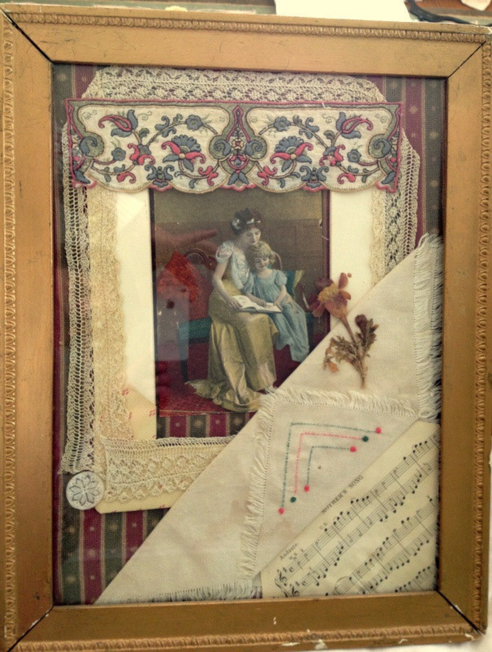 OOAK Vintage Victorian Art Collage 16 Wood Frame Mother Etsy