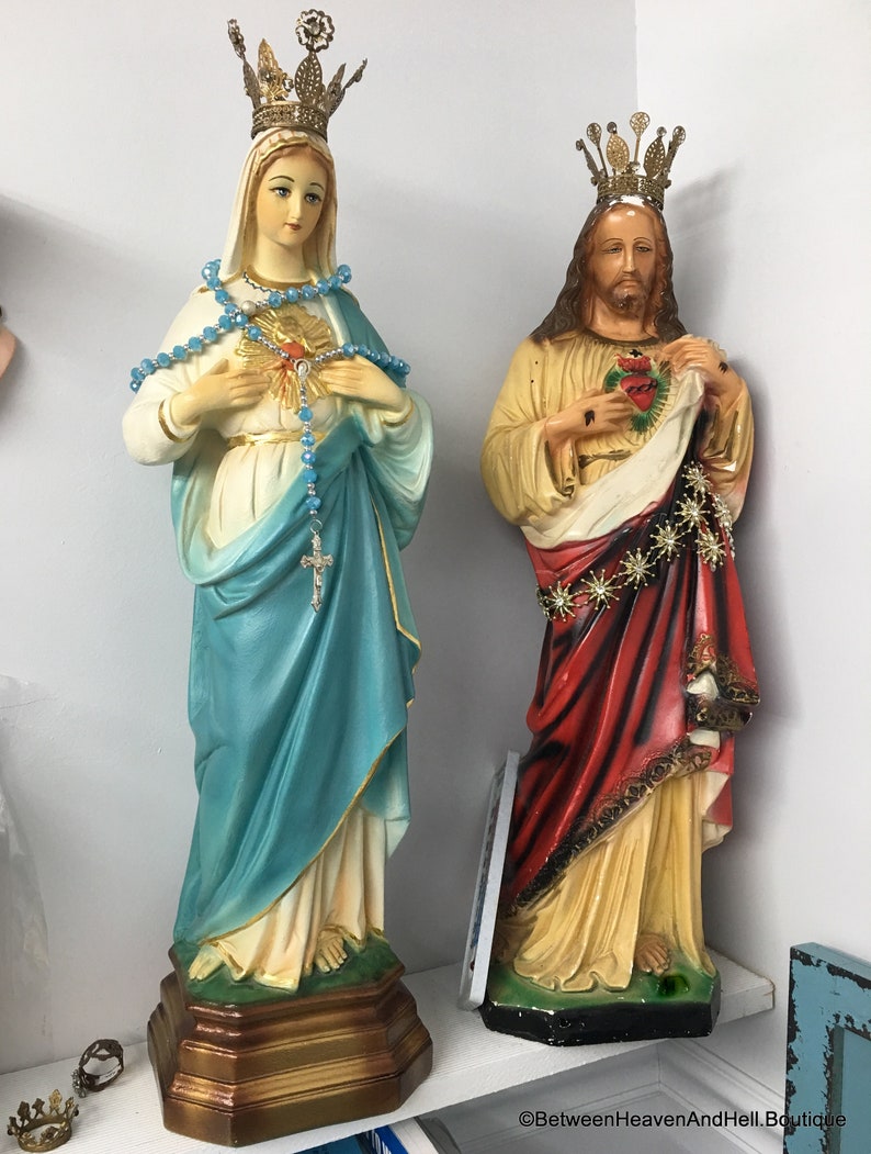 Large Mary Queen of Heaven Statue with Metal Jeweled Crown | Etsy