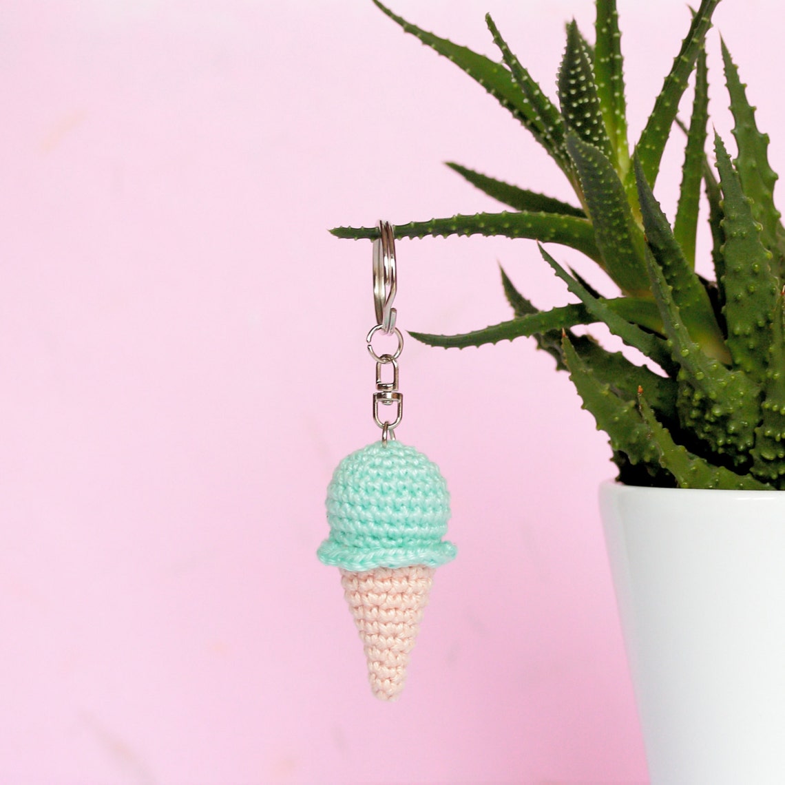 Ice Cream Keychain Crochet Keychain Amigurumi Keychain Etsy