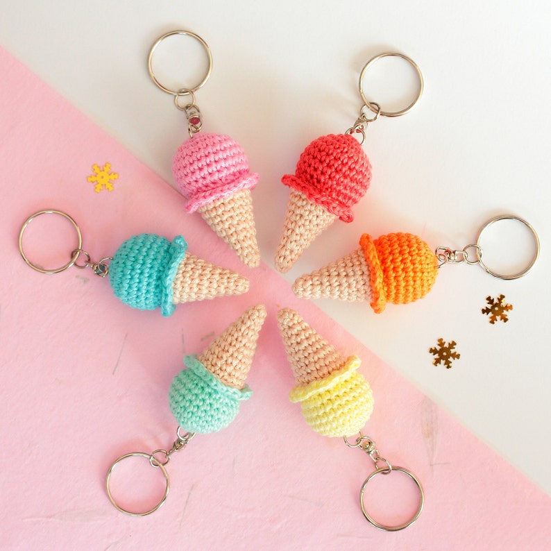 Ice Cream Keychain Crochet Keychain Amigurumi Keychain Etsy