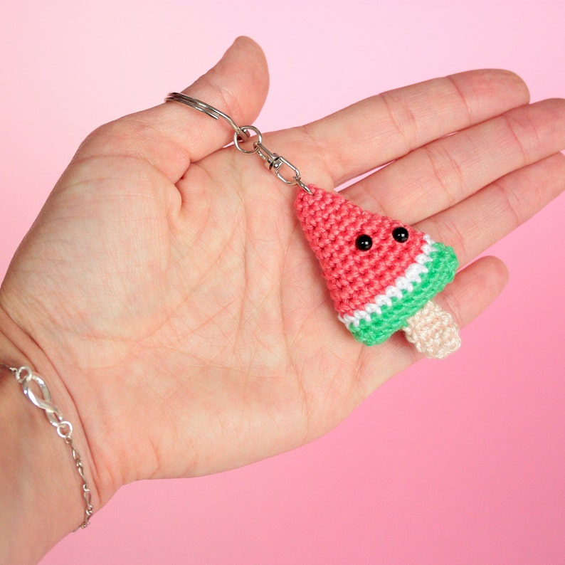 Watermelon keychain Crochet keychain Amigurumi keychain | Etsy