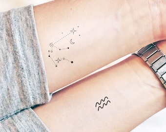 Petits signes du zodiaque Lot de 12 tatouages Tatouage temporaire
