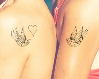 Birds in love - Temporary tattoo (Set of 2)