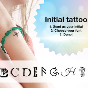 Initial Custom Temporary Tattoos Set of 2 image 1
